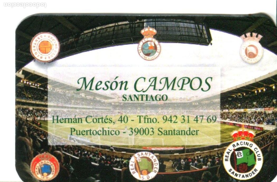 Coleccionismo calendarios: CALENDARIO FUTBOL 2010 - RACING SANTANDER ESCUDOS PUBLICITARIO MESON CAMPOS