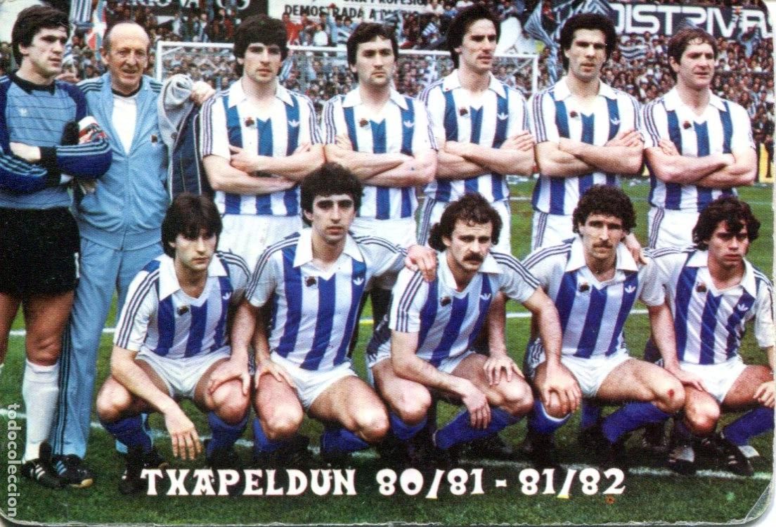 Coleccionismo calendarios: FUTBOL (REAL SOCIEDAD CON ARCONADA EQUIPO CAMPEON 80-82) 1983 FOTO REV.. CALENDARIO BOLSILLO