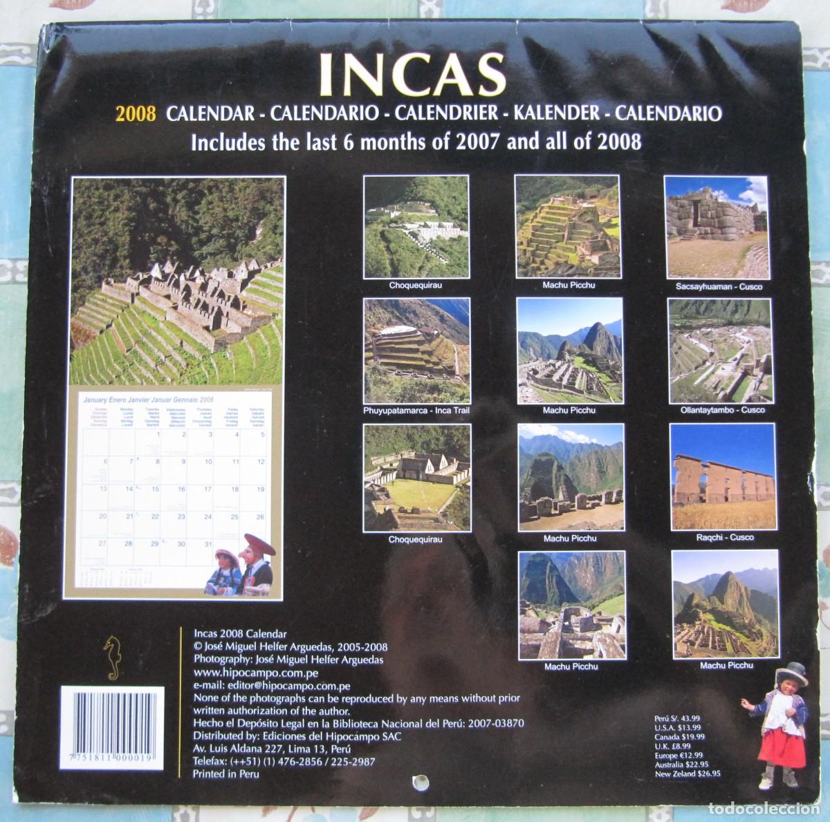 Coleccionismo calendarios: CALENDARIO INCAS DE PERU - 2008 - Foto 2