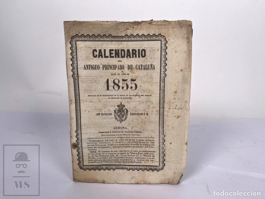 Coleccionismo calendarios: Antiguo Calendario - Principado de Catalu&ntilde;a 1855 - Girona/Gerona