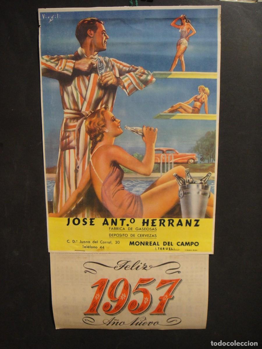 Coleccionismo calendarios: fabrica de gaseosas jose ant&ordm; herranz - monreal del campo - calendario de pared a&ntilde;o 1957