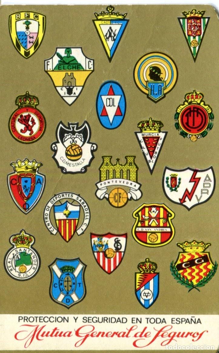 Coleccionismo calendarios: Calendario de publicidad, mutua general de seguros, escudos de futbol, a&ntilde;o 1973