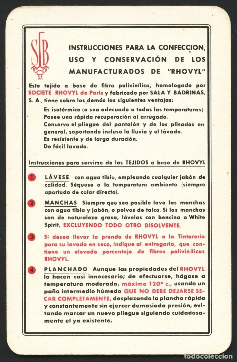 Sammeln von Kalendern: CALENDARIO DE BOLSILLO, MANUFACTURADOS DE RHOVYL, 1961, H. FOURNIER