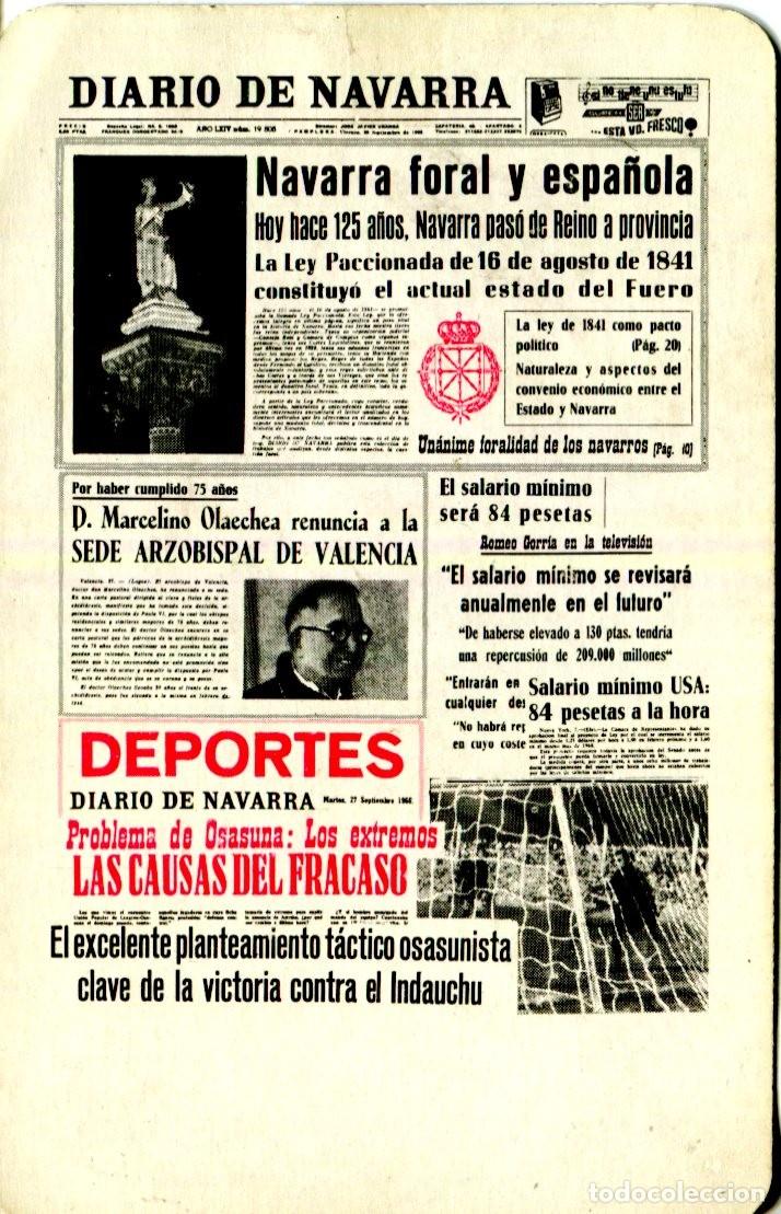 Coleccionismo calendarios: CALENDARIO FOURNIER. DIARIO DE NAVARRA. A&Ntilde;O 1967 PERIODICO