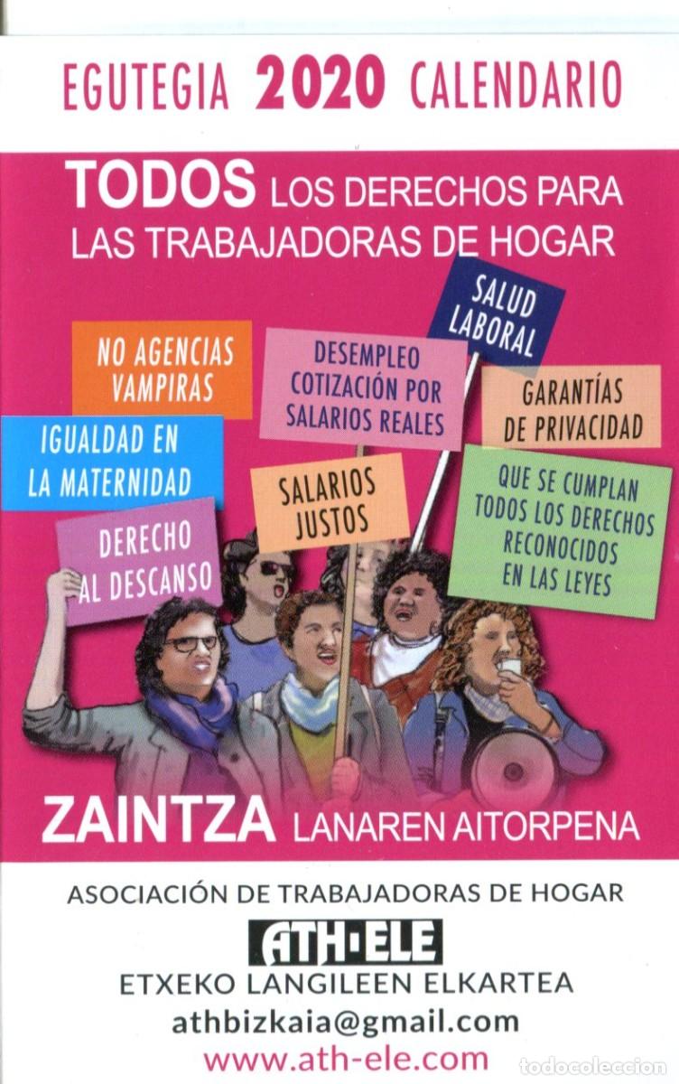 Coleccionismo calendarios: CALENDARIO SINDICATO POLITICO A&Ntilde;O 2020 ATH-ELE ASOCIACION DE TRABAJADORAS DE HOGAR