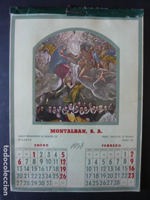 Colecionismo Calend&aacute;rios: MADRID MONTALBAN S. A. CALENDARIO 1958 CON L&Aacute;MINAS PINTURA ESPA&Ntilde;OLA
