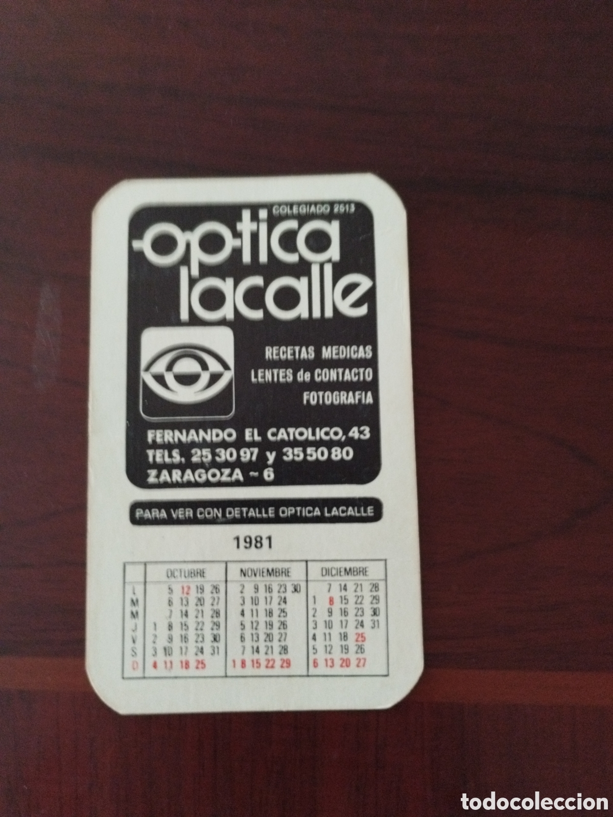 Collectables Calendars: Calendario &oacute;ptica lacalle a&ntilde;o 1982