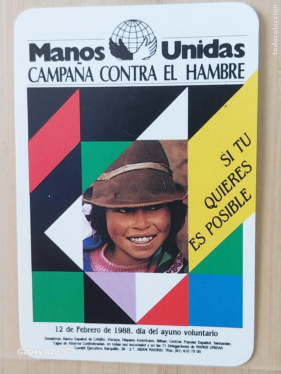 Coleccionismo calendarios: MANOS UNIDAS CALENDARIO A&Ntilde;O 1988 *+* PUBLI REF DL MU460