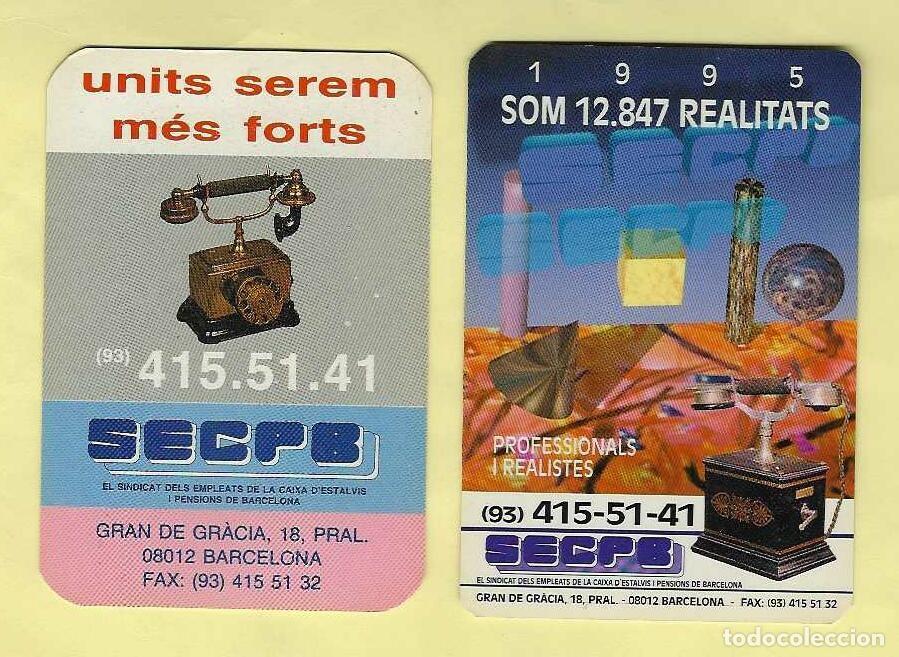 Coleccionismo calendarios: 2 CALENDARIOS BOLSILLO A&Ntilde;OS 1994-1995 SINDICATO EMPLEADOS CAJA AHORROS BARCELONA -VER FOTO REVERSOS