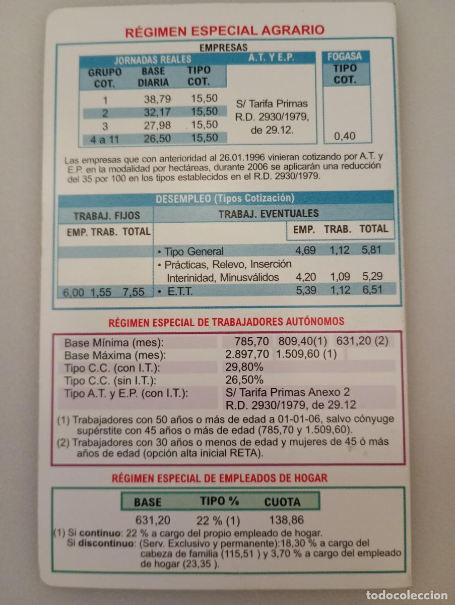 Coleccionismo calendarios: Calendario 2006 Publicidad TESORER&Iacute;A GENERAL SEGURIDAD SOCIAL