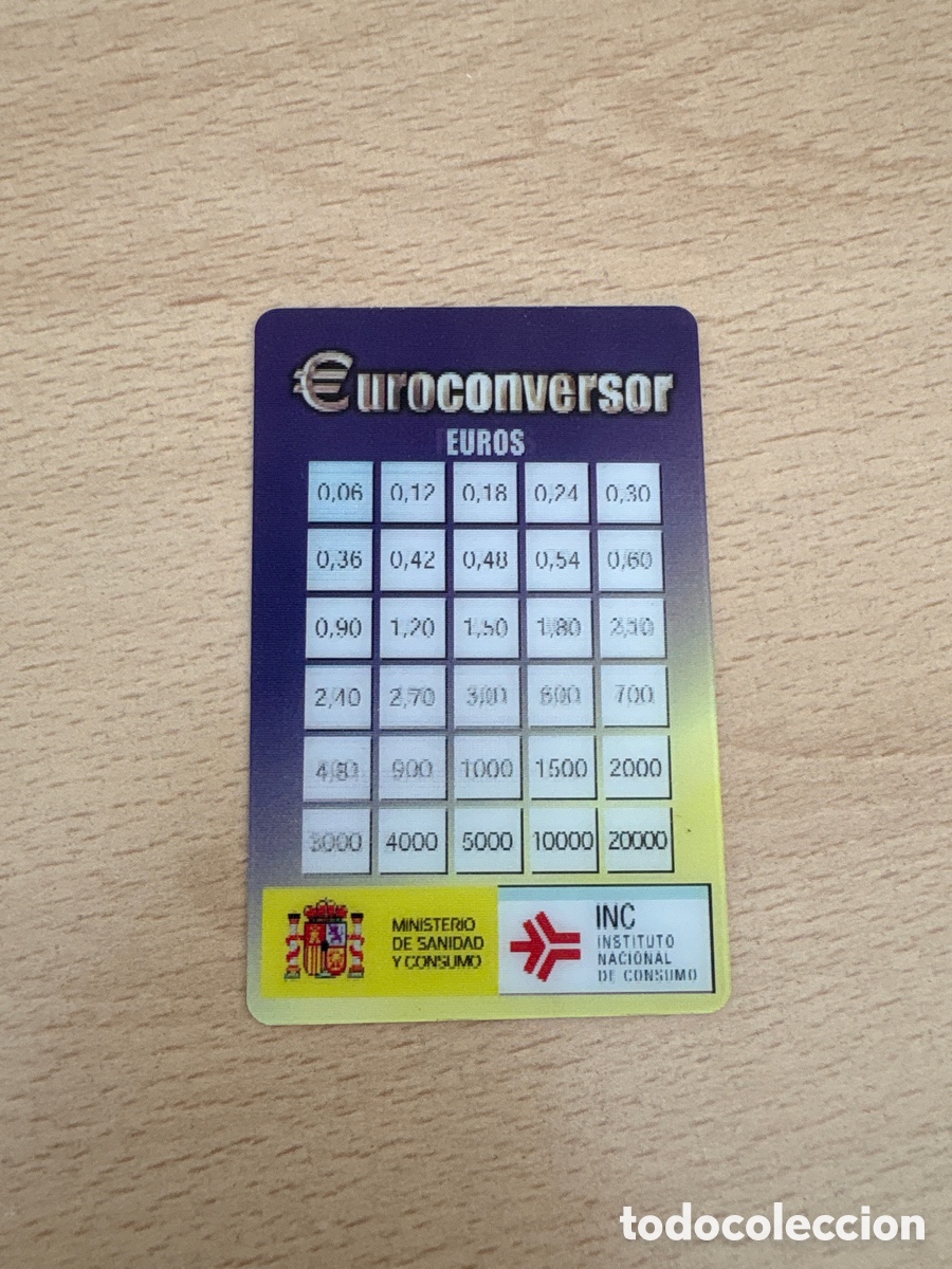 Coleccionismo calendarios: Calendario 2001. Euroconversor. Ministerio Sanidad y Consumo. INC. ASM