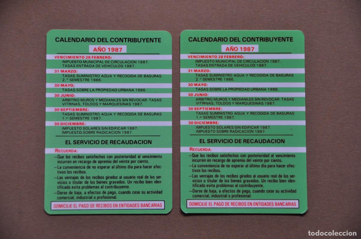 Coleccionismo calendarios: CALENDARIOS DEL AYUNTAMIENTO DE LOGRO&Ntilde;O 1987 - CALENDARIO DEL CONTRIBUYENTE CON VARIANTES DE COLOR