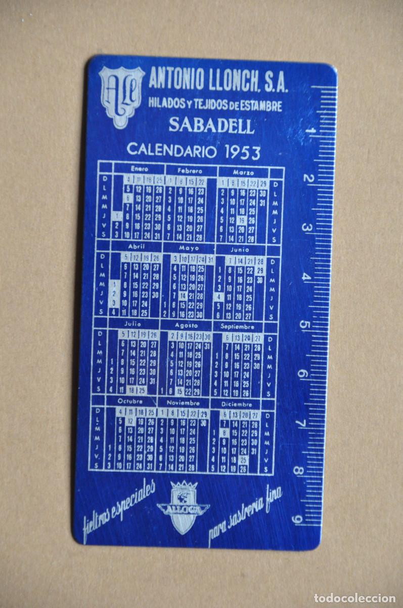 Coleccionismo calendarios: CALENDARIO MET&Aacute;LICO 1953 - ANTONIO LLONCH S.A. - HILADOS Y TEJIDOS DE ESTAMBRE (SABADELL)