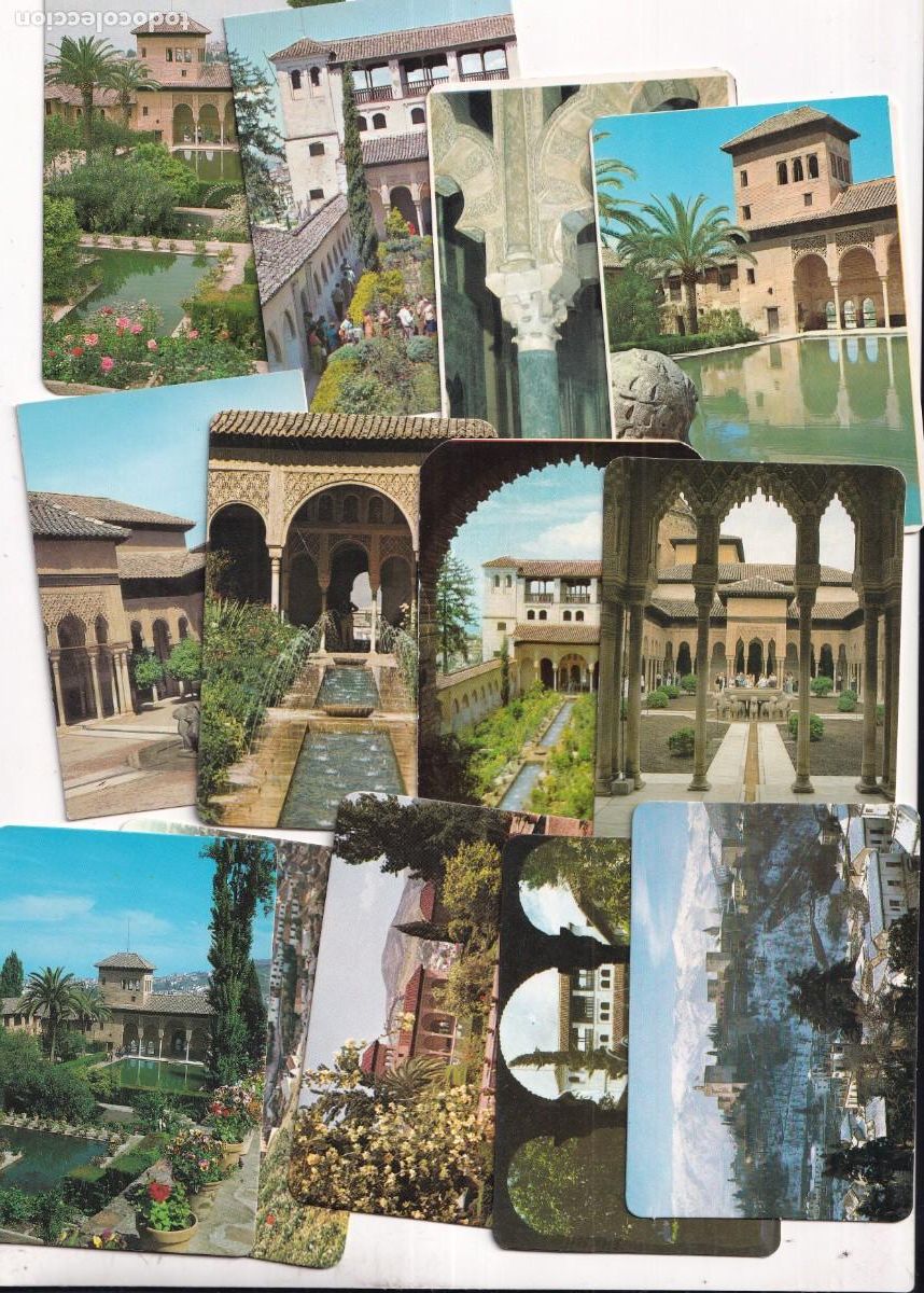 Coleccionismo calendarios: 13 calendarios con vistas de Granada publicidad en el reverso.