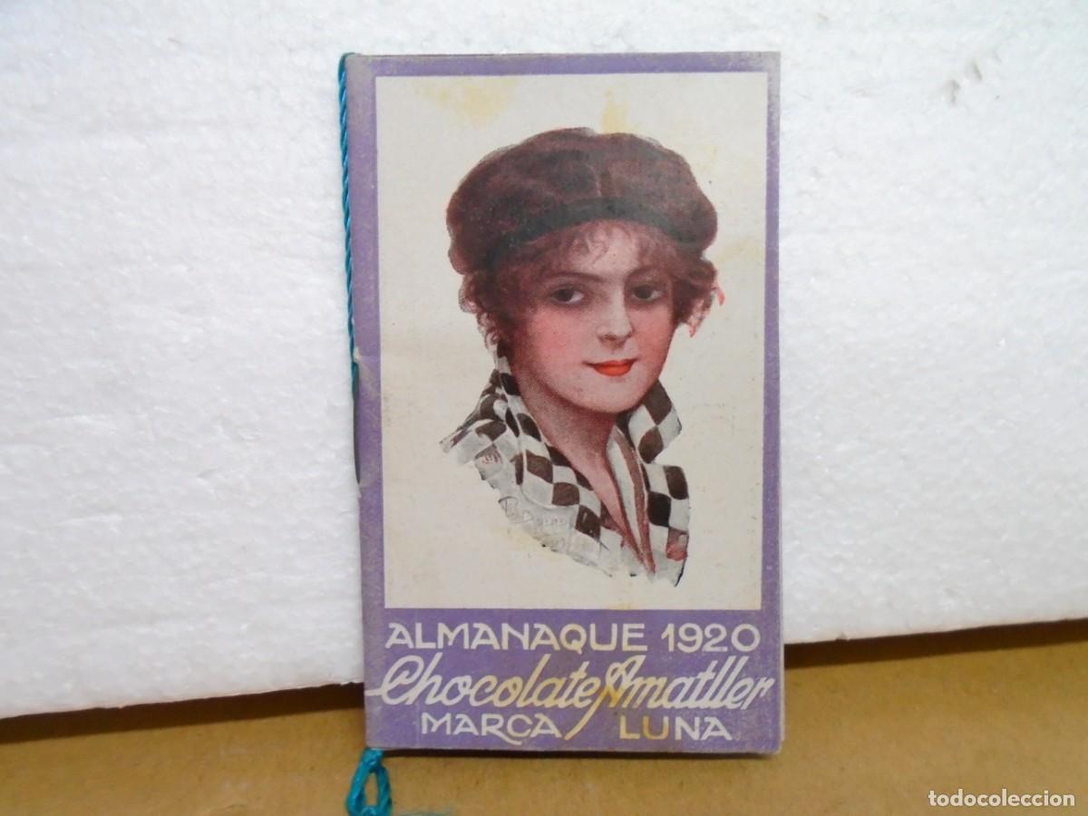 Coleccionismo calendarios: ALMANAQUE 1920.CHOCOLATE AMTLLER,MARCA LUNA.RARO Y PRECIOSO ALMANAQUE.