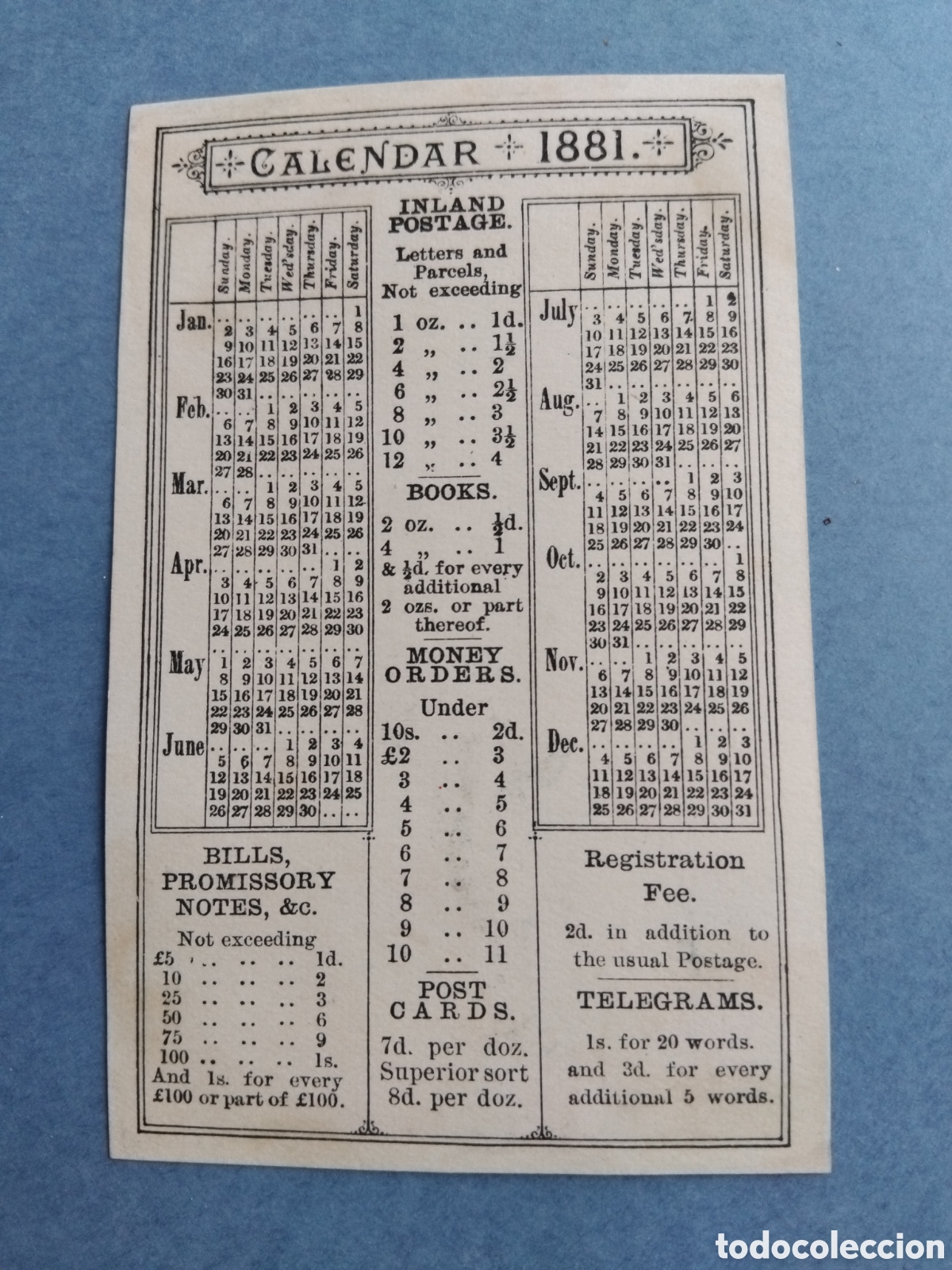 Coleccionismo calendarios: Calendario brit&aacute;nico 1881 - Foto 2