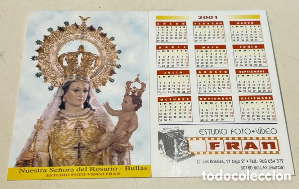 Coleccionismo calendarios: Calendario de bolsillo. Estudio Foto - V&iacute;deo FRAN. Bullas. Murcia. 2001.