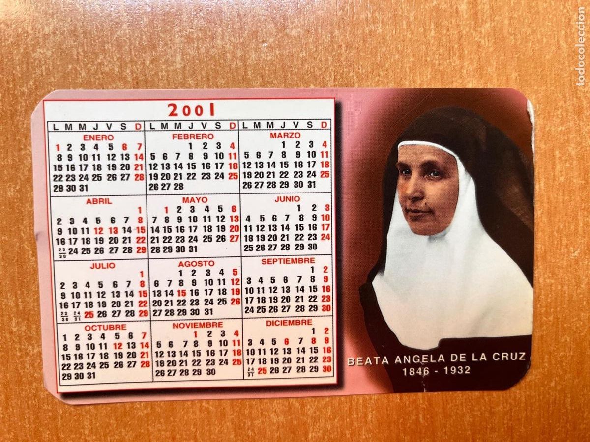 Colecionismo Calend&aacute;rios: CALENDARIO BEATA ANGELA DE LA CRUZ 2001
