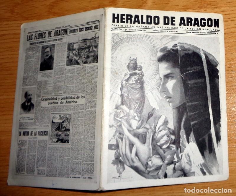 Coleccionismo calendarios: RARO ANTIGUO CALENDARIO BOLSILLO HERALDO DE ARAG&Oacute;N A&ntilde;o 1961. REPARTIDOR NAVIDAD SUSCRIPTOR. DIPTICO