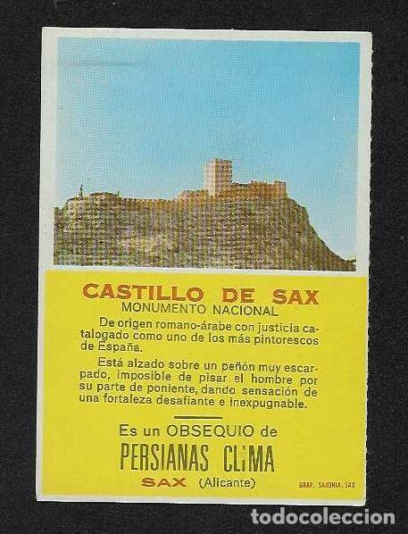 Coleccionismo calendarios: CALENDARIO DE BOLSILLO A&Ntilde;O 1970 TURISMO - CASTILLO DE SAX - ALICANTE - VER FOTO REVERSO