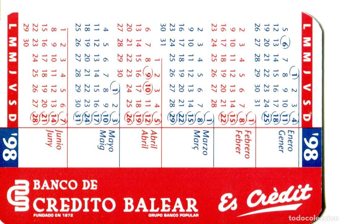 Coleccionismo calendarios: Calendario Banco de Cr&eacute;dito Balear. Es Cr&eacute;dit Grupo Banco Popular A&ntilde;o 1998