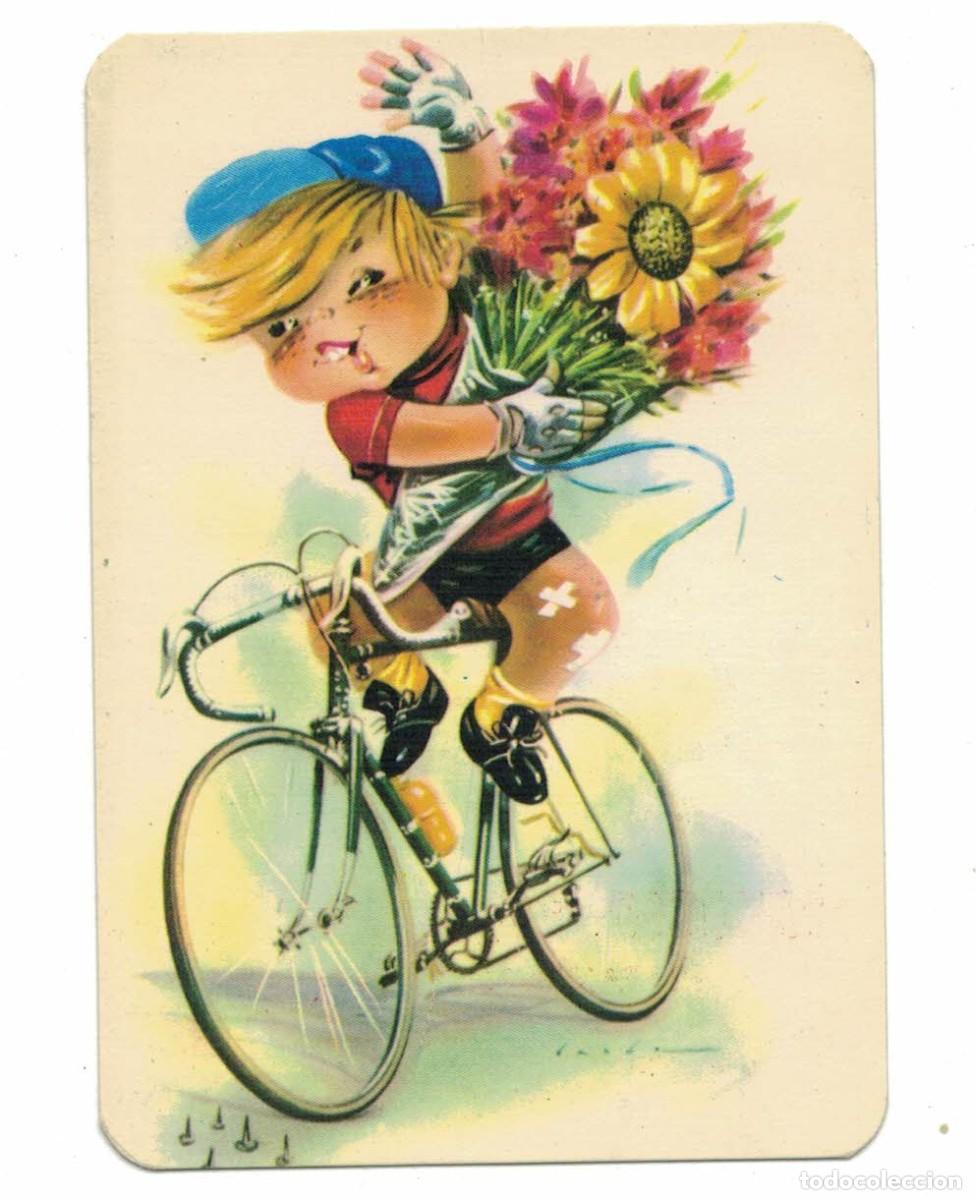 Coleccionismo calendarios: Calendario publicitario &ndash; Francisco Aren&oacute;s &ldquo;El Darremur&rdquo; &ndash; Almassora &ndash; A&ntilde;o 1973 &ndash; Ciclista caricatur