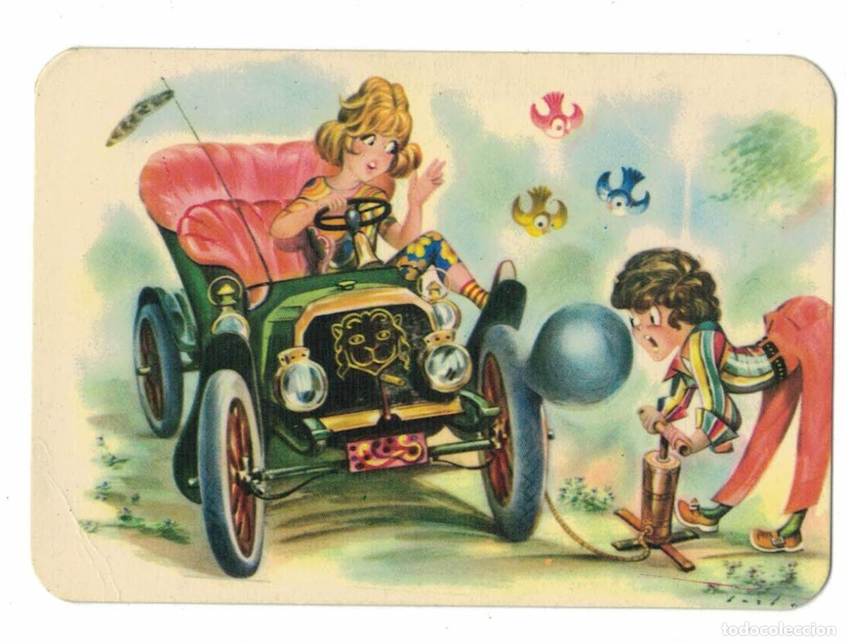 Coleccionismo calendarios: Calendario publicitario 1973 Francisco Aren&oacute;s &ldquo;El Darremur&rdquo; Almassora &ndash; autom&oacute;vil caricatura