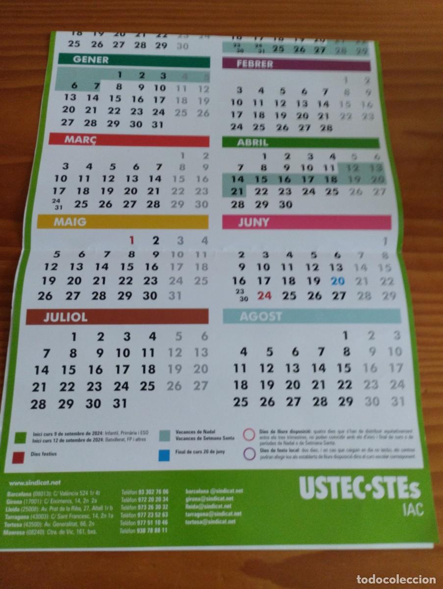 Coleccionismo calendarios: Calendari escolar 2024/25 sindicat USTEC - Foto 2