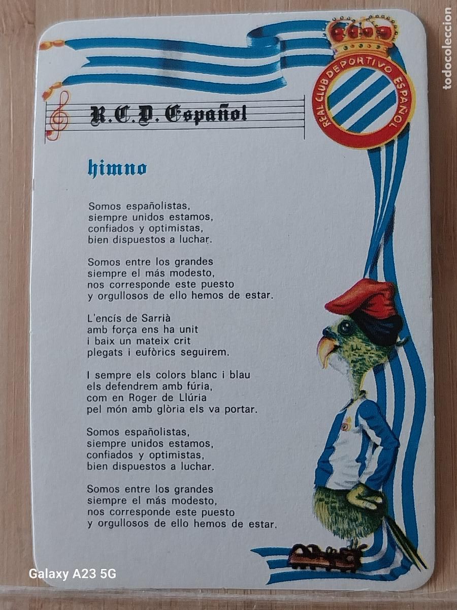 Coleccionismo calendarios: R.C.D.ESPA&Ntilde;OL HIMNO CALENDARIO A&Ntilde;O 1982 SIN PUBLICIDAD ILUSTRACION SIN REF