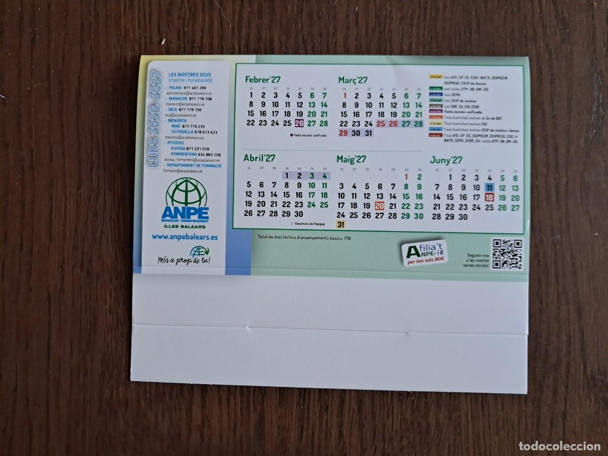 Coleccionismo calendarios: calendario de sobremesa de sindicatos, ANPE ense&ntilde;anza Illes Balears, a&ntilde;o 2027.