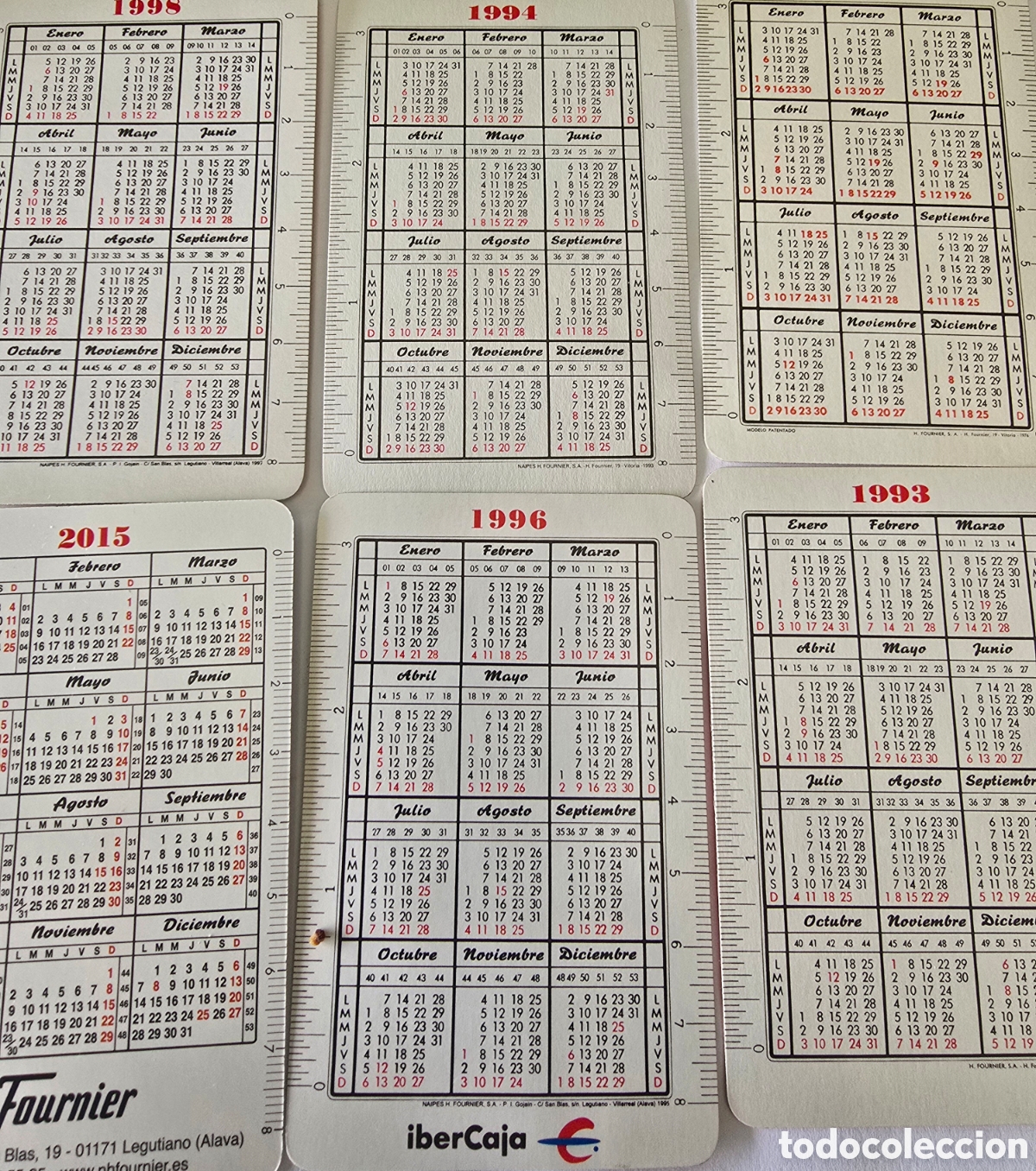 Coleccionismo calendarios: 6 calendarios Fournier - Foto 2