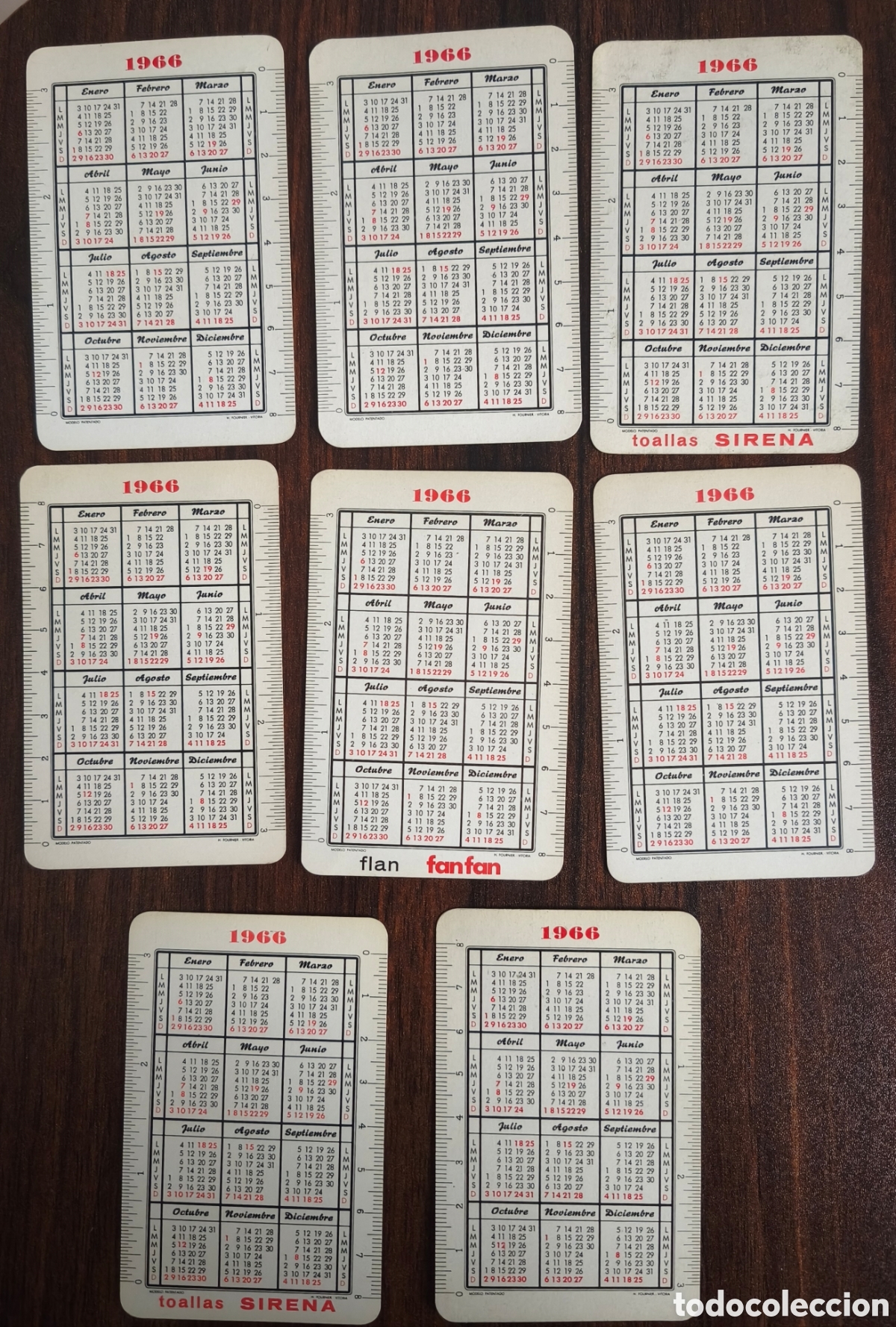 Coleccionismo calendarios: 8 calendarios fournier 1966 - Foto 2