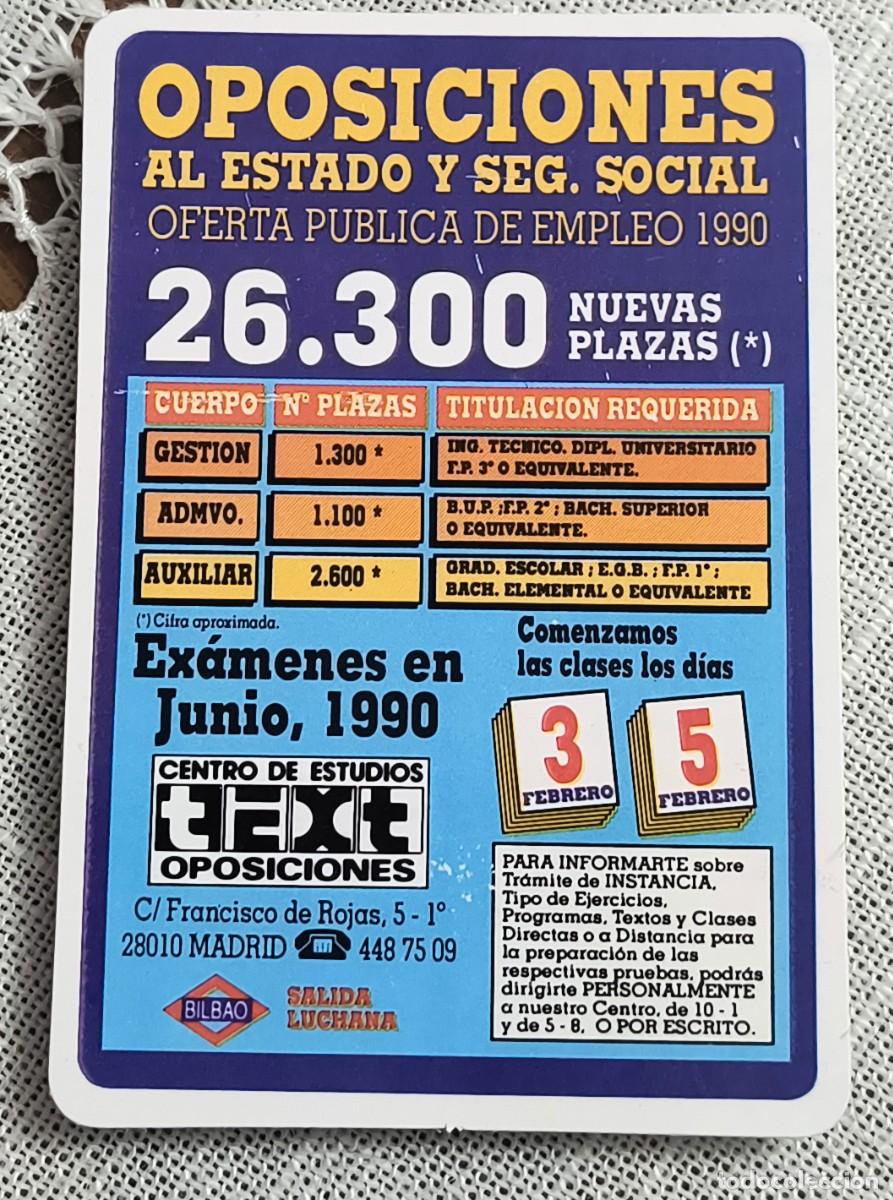 Coleccionismo calendarios: CALENDARIO BOLSILLO | CENTRO DE ESTUDIOS TEXT OPOSICIONES - A&Ntilde;O 1990