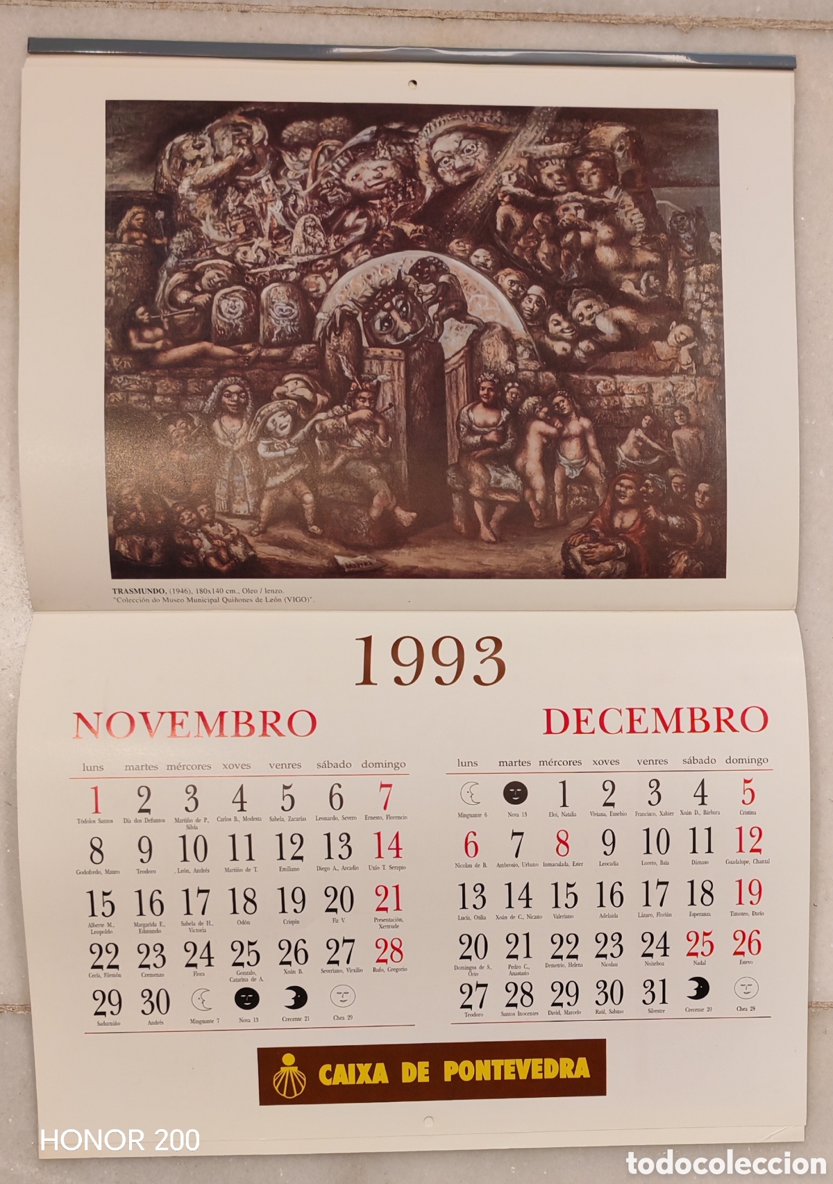 Coleccionismo calendarios: Calendario de Pared - Dedicado al Pintor Laxeiro - Caja de Ahorros de Pontevedra 1993.