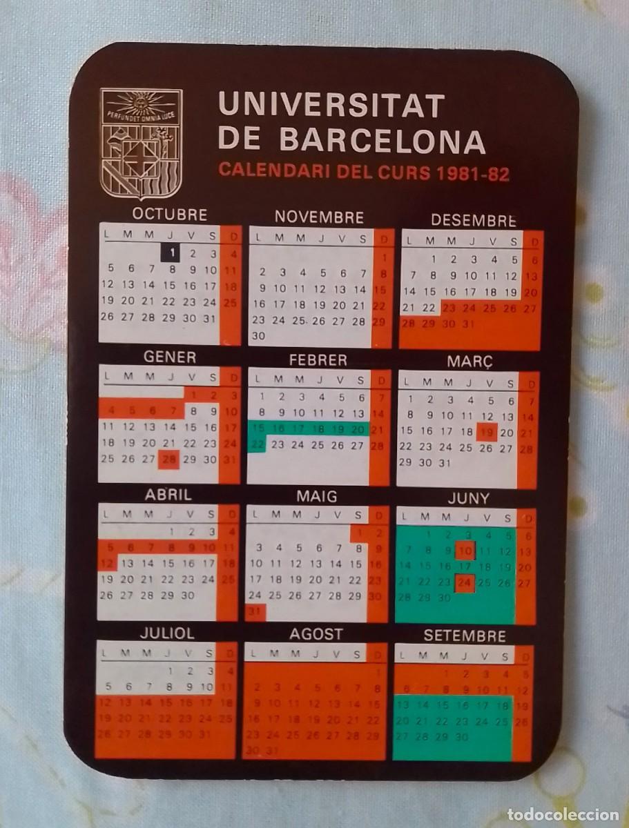 Coleccionismo calendarios: ANTIGUO CALENDARIO DE BOLSILLO CALENDAR 81 82 1981 1982 UNIVERSITAT UNIVERSIDAD DE BARCELONA CURSO..