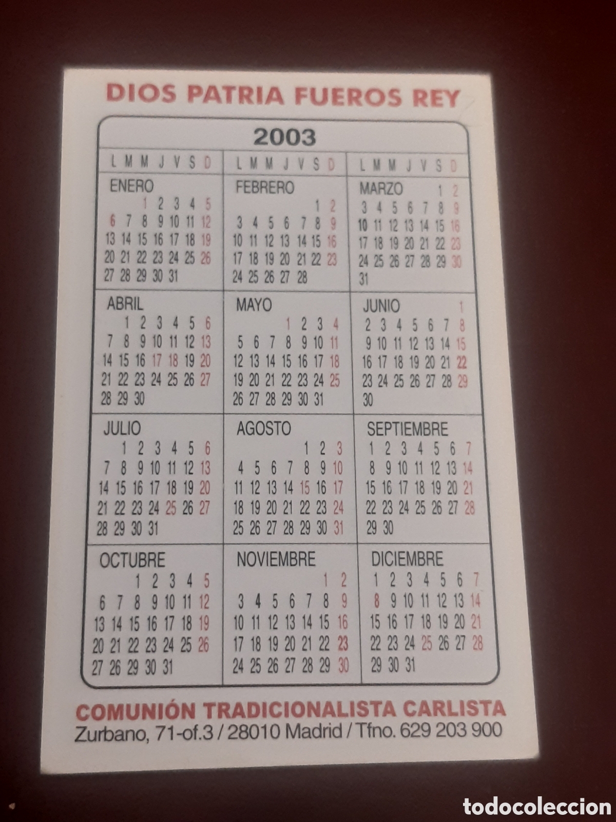 Coleccionismo calendarios: Calendario Carlista 2003 - Foto 2