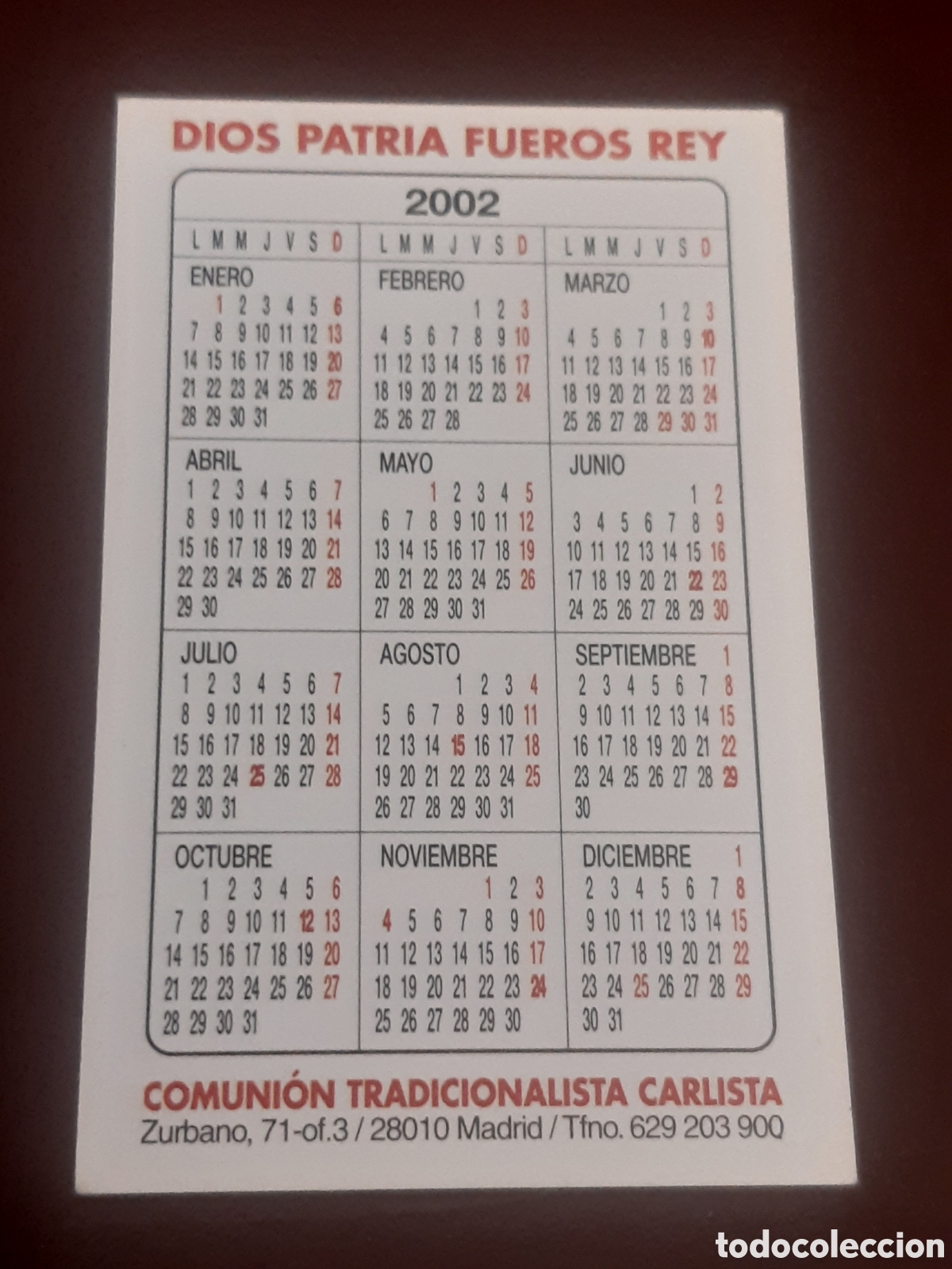 Coleccionismo calendarios: Calendario Carlista 2002 - Foto 2
