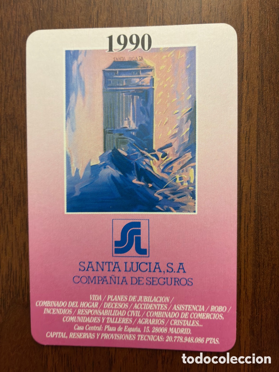 Coleccionismo calendarios: Calendario de bolsillo 1990 - Seguros Santa Luc&iacute;a (Madrid) - Fournier