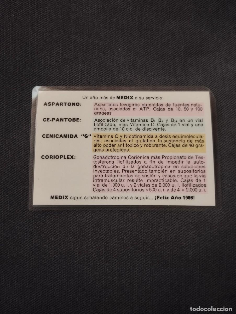 Coleccionismo calendarios: CALENDARIO PUBLICIDAD MEDIX PLASTIFICADO DEL A&Ntilde;O- 1966 -EL DE LA FOTOS VER TODOS MIS CALENDARIOS