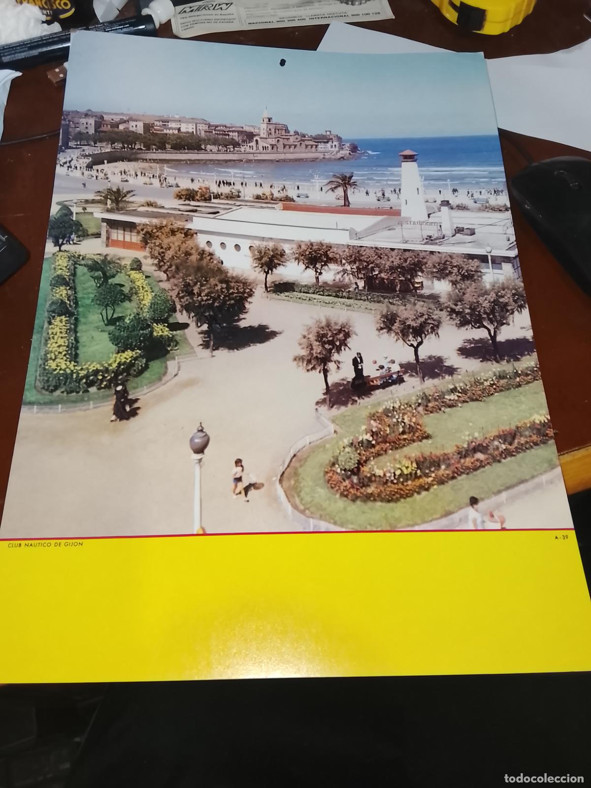 Coleccionismo calendarios: L&aacute;mina de Muestra de Calendario de Gij&oacute;n - Club N&aacute;utico y Playa de San Lorenzo - A&ntilde;os 60/70