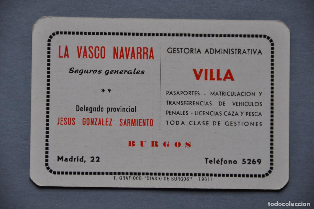 Coleccionismo calendarios: CALENDARIO 1962 - SEGUROS LA VASCO NAVARRA - GESTORIA ADMINISTRATIVA VILLA (BURGOS)