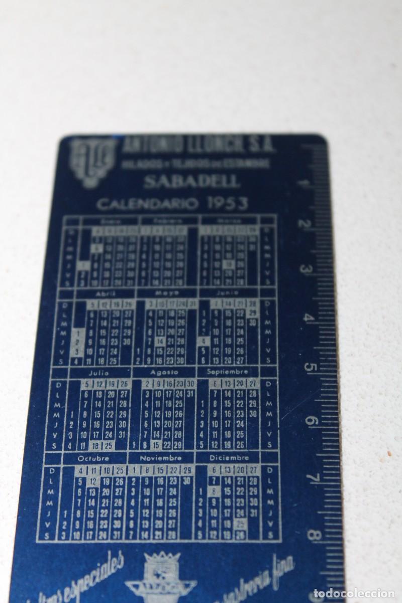 Sammeln von Kalendern: CALENDARIO METALICO. ALUMINIO. ANTONIO LLONCH, S.A. - SABADELL. Hilados y Tejidos. A&Ntilde;O 1953.