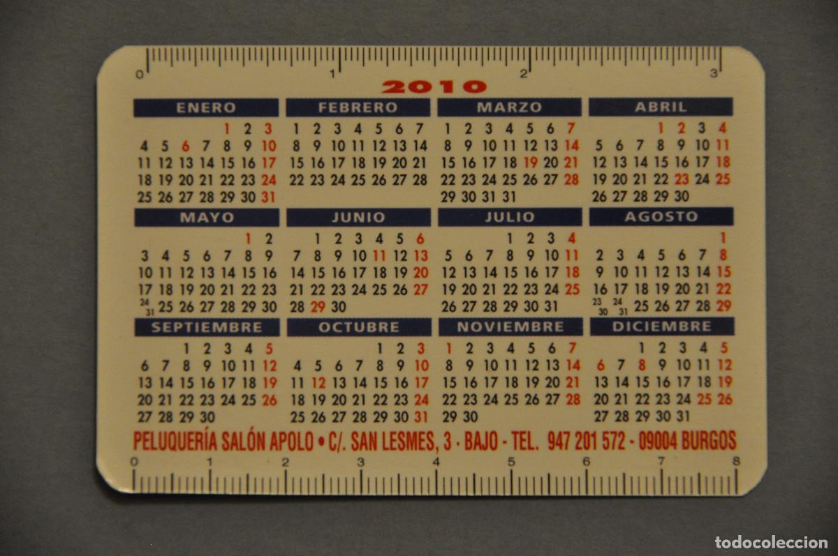 Coleccionismo calendarios: CALENDARIO DEL 2010 - PELUQUERIA SALON APOLO DE BURGOS - VARIANTE DE COLOR AL DORSO