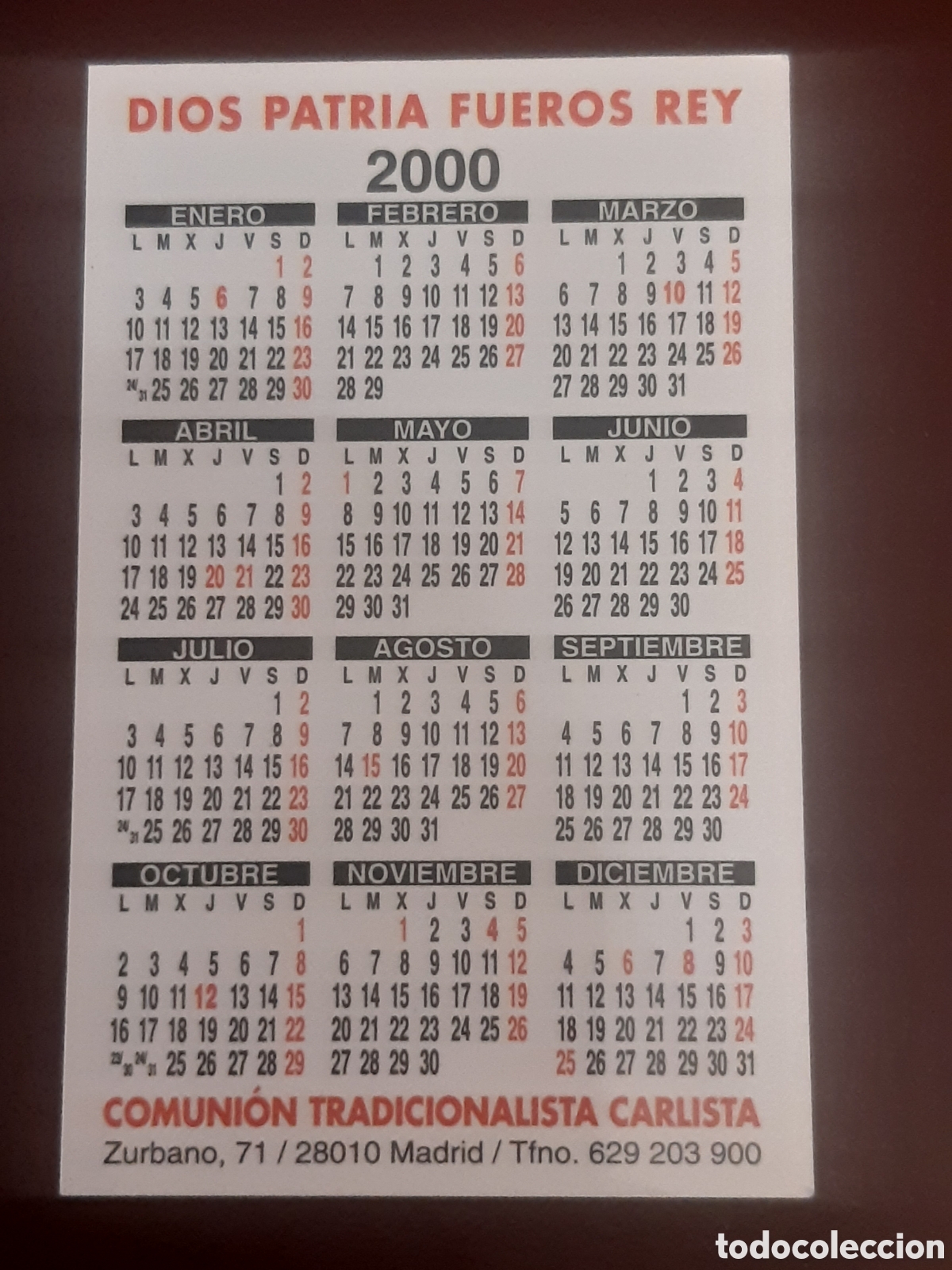 Coleccionismo calendarios: Calendario Carlista 2000 - Foto 2