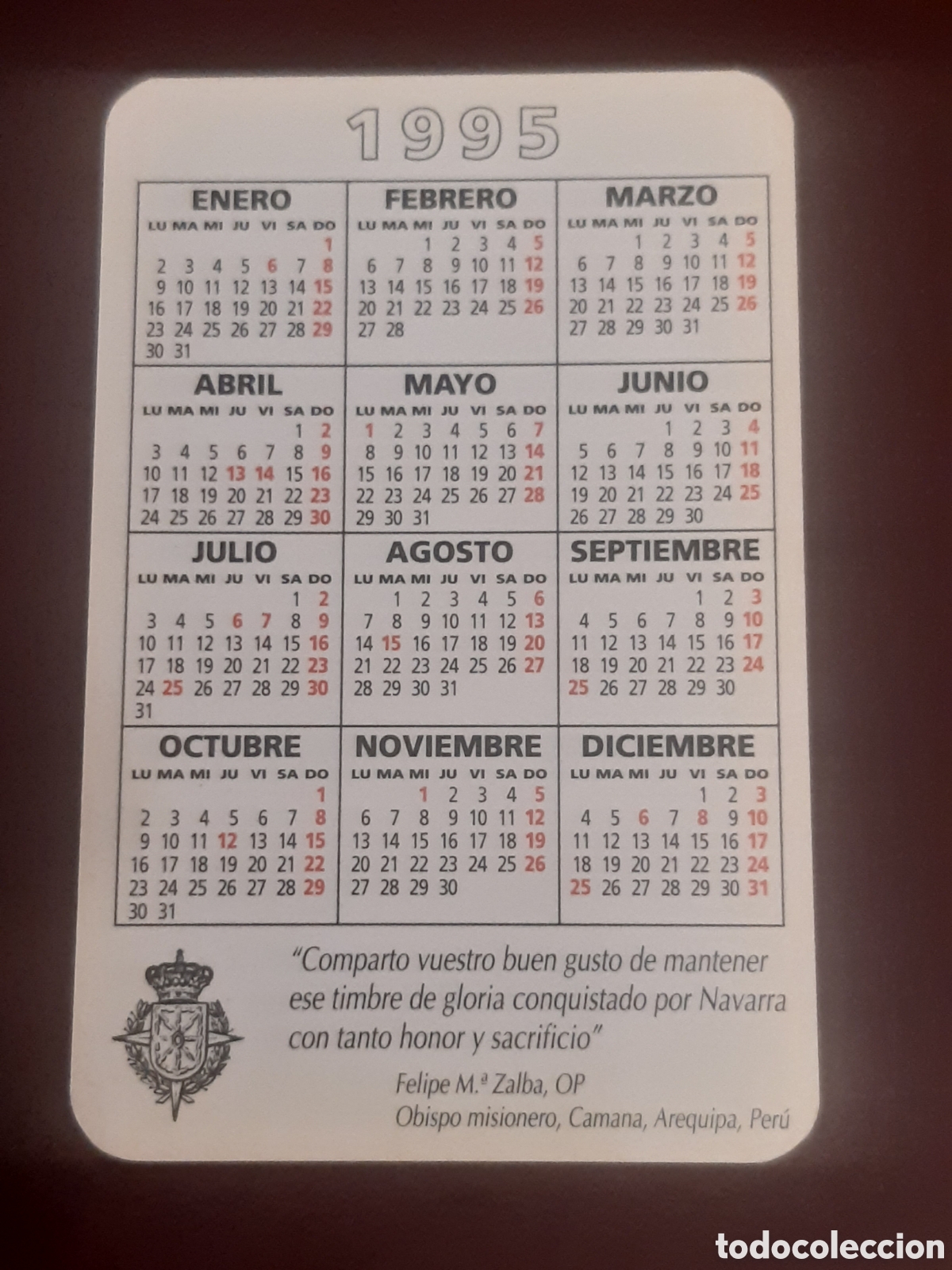 Coleccionismo calendarios: Calendario Comisi&oacute;n de Navarros en Madrid 1995 - Foto 2