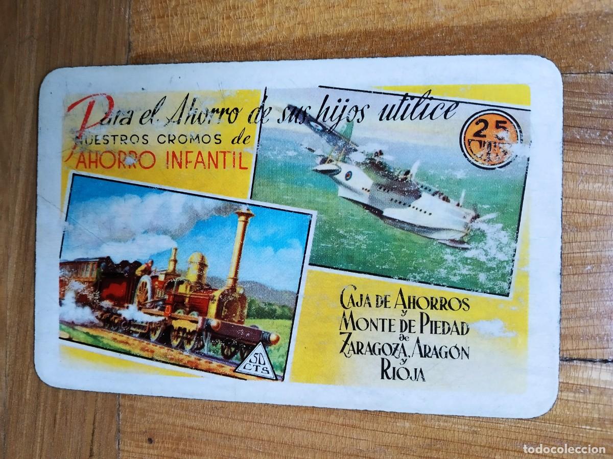 Sammeln von Kalendern: CALENDARIO FOURNIER CAJA DE AHORROS MONTE DE PIEDAD ZARAGOZA, ARAGON Y RIOJA TREN AVION A&Ntilde;O 1956 VER