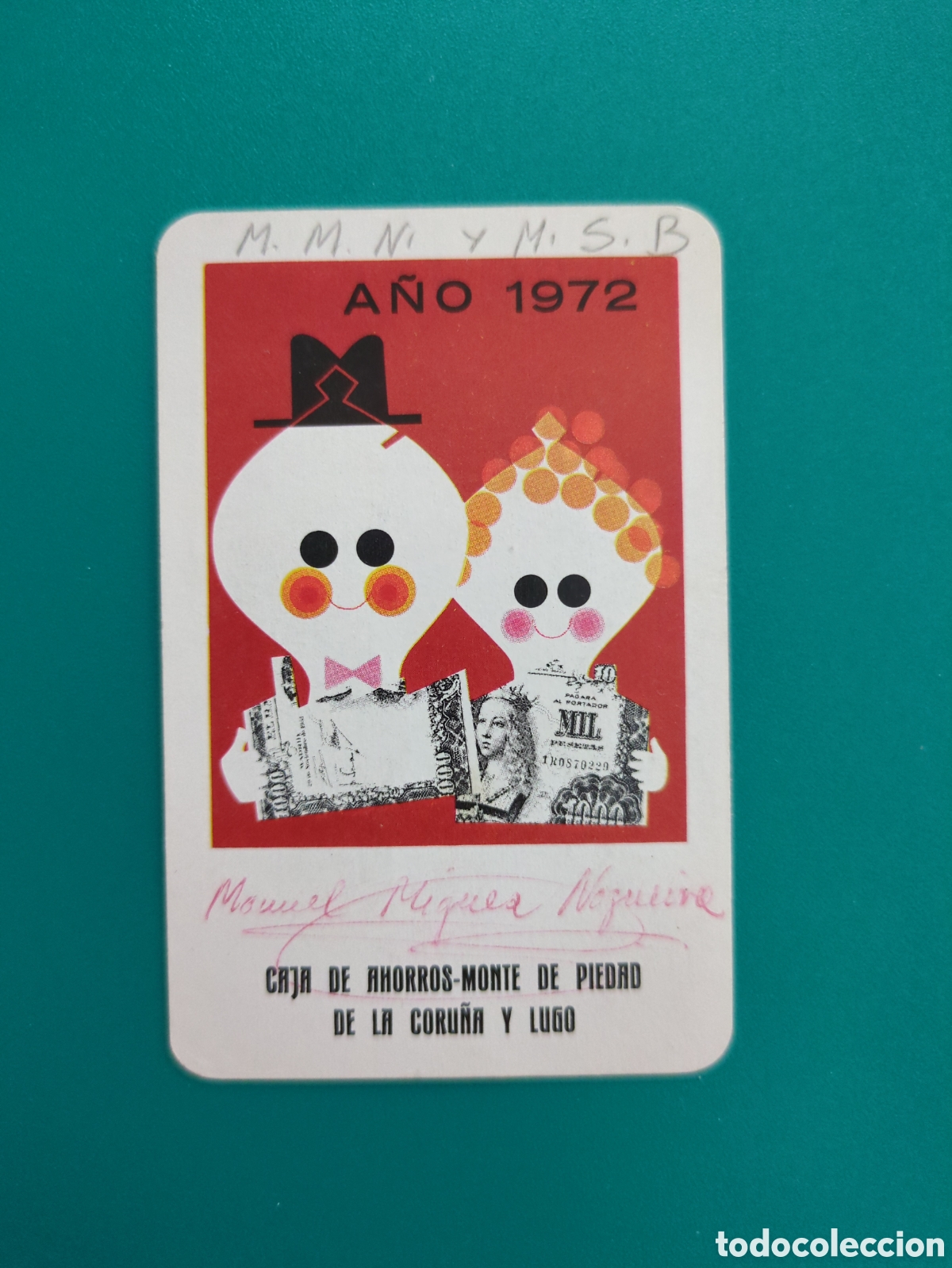 Coleccionismo calendarios: Calendario de bolsillo Fournier a&ntilde;o 1972. Caja de ahorros Monte de Piedad de La Coru&ntilde;a y Lugo.