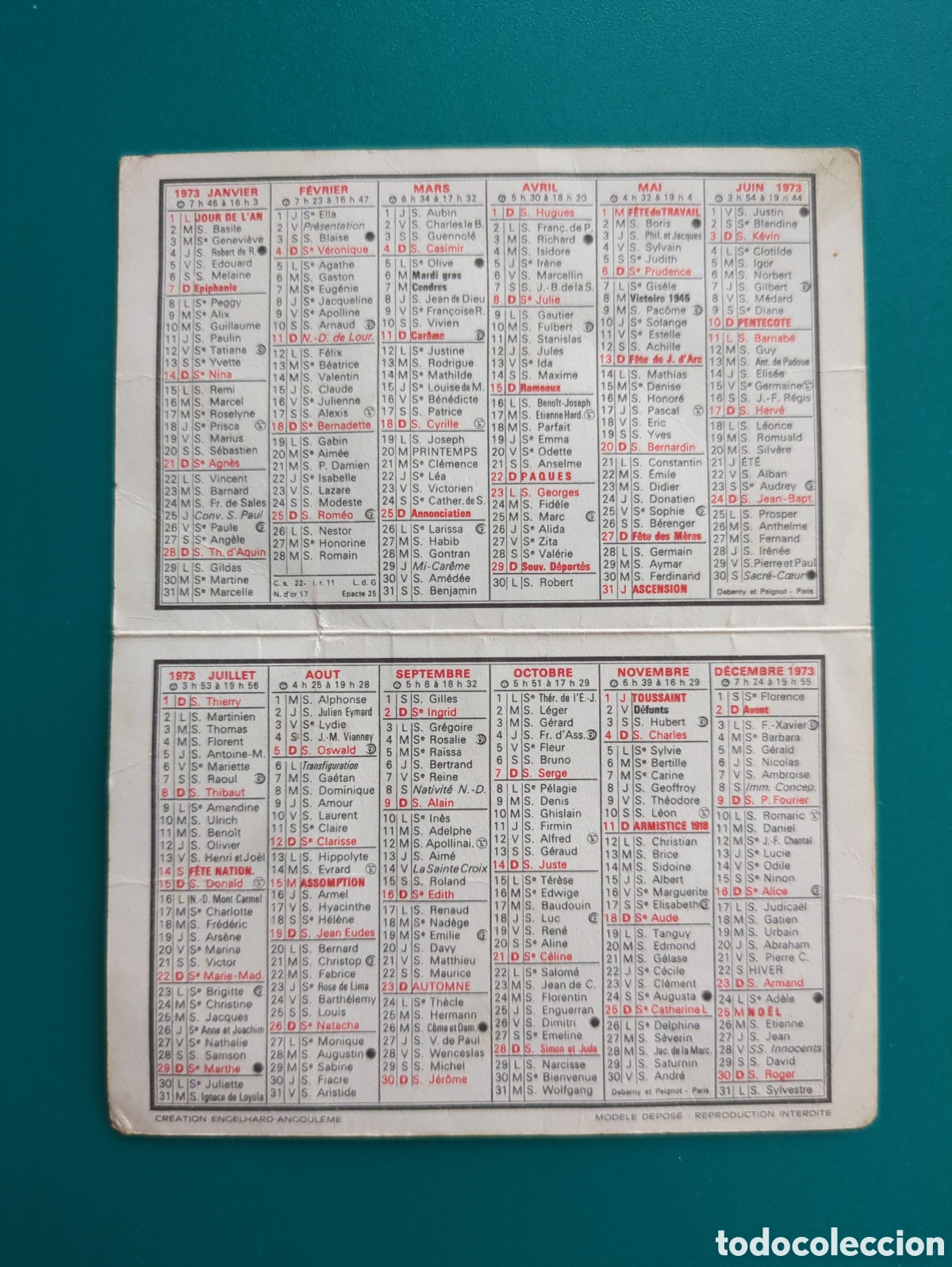 Coleccionismo calendarios: Calendario de bolsillo de Par&iacute;s a&ntilde;o 1973 - Foto 2