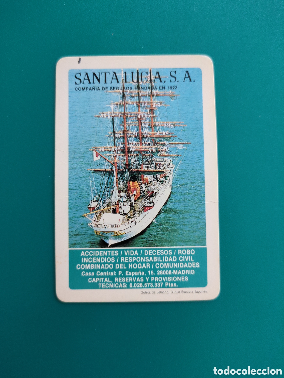 Coleccionismo calendarios: Calendario de bolsillo a&ntilde;o 1985. Seguro Santa Luc&iacute;a.