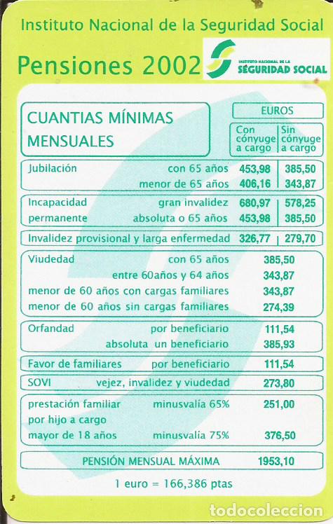 Coleccionismo calendarios: CALENDARIO PENSIONES 2002